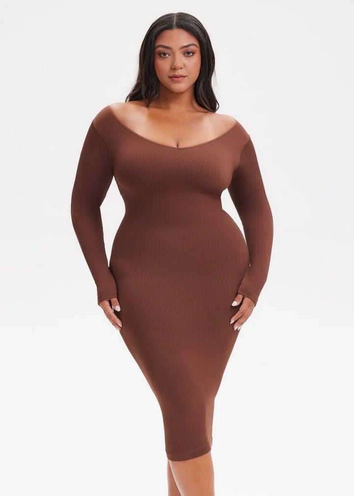 V-Neck Midi Shapewear dress