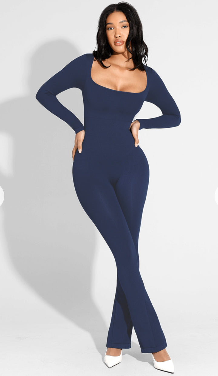 Square Neck Flare Jumpsuit